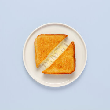 Grilled cheese sandwich on white plate