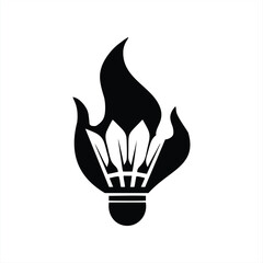 Intense Badminton Fire Shuttlecock Icon