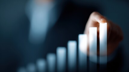 Businessman analyzing charts and planning growth, focusing on increasing positive business indicators. Development and success concept