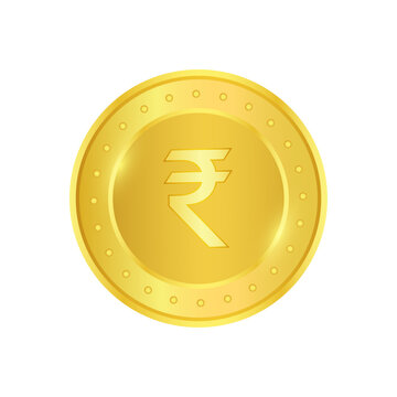 Shiny Gold Indian Rupee Coin Symbol of Wealth and Currency. Ideal for banking, savings, wealth, prosperity, investment, and Diwali Dhanteras celebration
