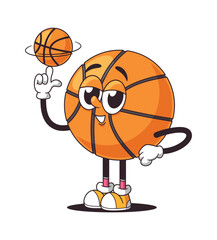 Basketball cartoon character spinning ball