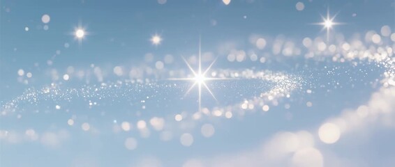 Blue sky and clouds background for winter holiday decoration with snowflakes and stars design - Powered by Adobe
