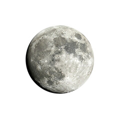 Fototapeta premium Detailed view of a bright full moon with craters isolated on transparent background