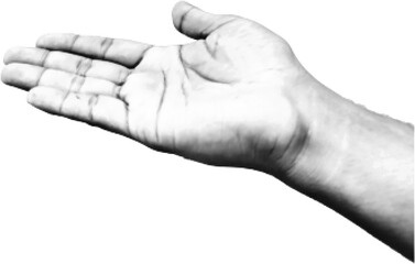 Halftone hand gesture as collage graphic element. Vintage punk grunge arm dotted pattern stickers. Retro trendy doodle hands vector illustration for posters, social media, business banners