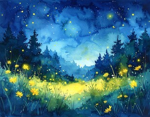Fototapeta premium Glühwürmchen in einer Sommernacht