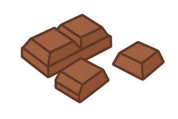 Isometric chocolate bar and chocolate squares vector illustration on transparent background, sweet dessert food icon