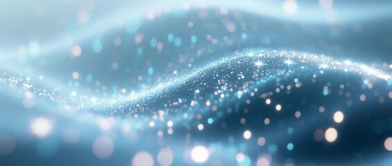 Abstract blue background with glittering snowflakes and star-like bokeh lights for a cold winter holiday wallpaper design - Powered by Adobe