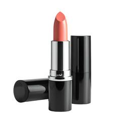 Obraz premium Lipstick tubes in varying positions one opened, one capped, and another lying down