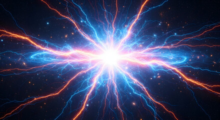 Energetic plasma discharges illuminate the cosmic void with vibrant light.