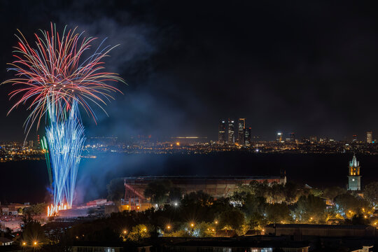 Fireworks lighting up Colmenar Viejo night sky