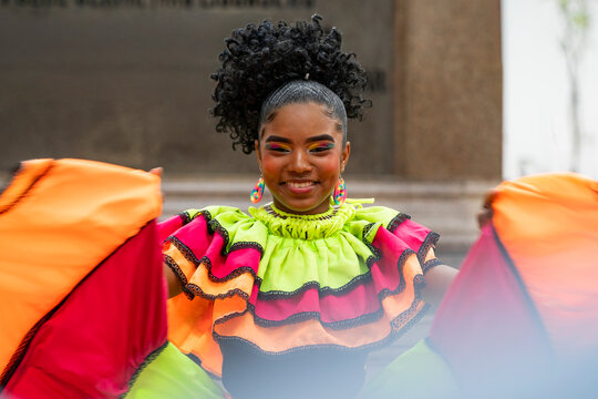 Vibrant Caribbean Dancer in Traditional Attire