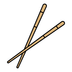 Minimalist Chopstick Icon – Asian Food Symbol in Flat Design