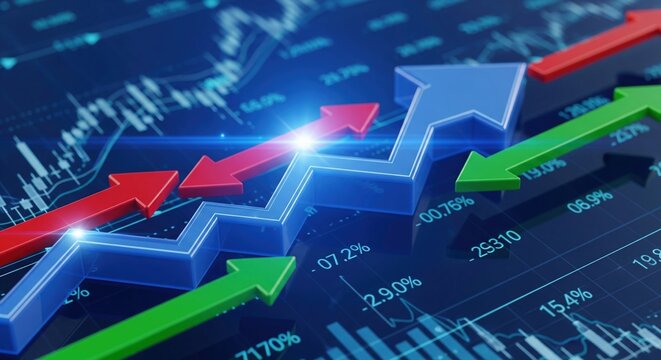 Upward Trend Arrows and Stock Market Graph - Powered by Adobe