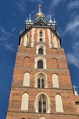 View on the tower of St. Mary's Basilica, Krakow, Poland