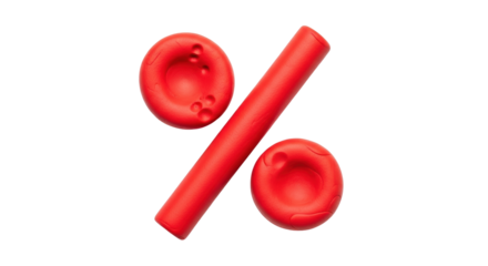 Isolated Red Percentage Symbol Made of Clay, Fun Math Concept, Learning Numbers, Creative Design