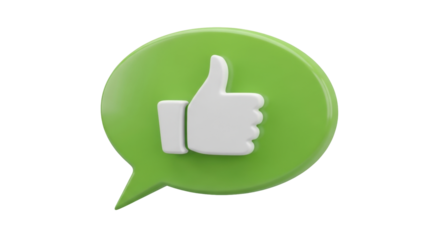 Isolated icon of a thumbs up gesture within a speech bubble for social media approval