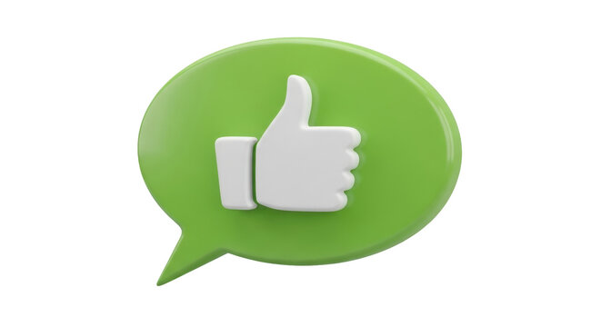 Isolated icon of a thumbs up gesture within a speech bubble for social media approval