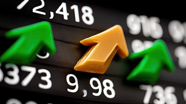 Prices and trends from various stocks are displayed on a digital screen, showcasing market activity and changes during trading hours