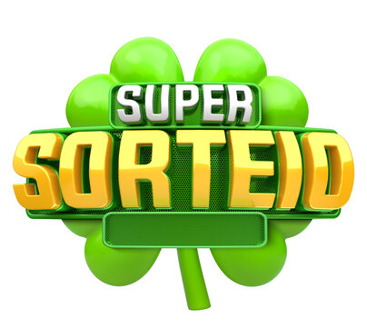 SUPER SORTEIO SELO 3D COM TREVO DE 4 FOLHAS 