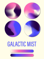 Galactic Mist palette with Latte, Supernova Pink, Nebula Purple, Starlight Blue, Deep Space. Pre-made abstract gradient palette for multiple purposes