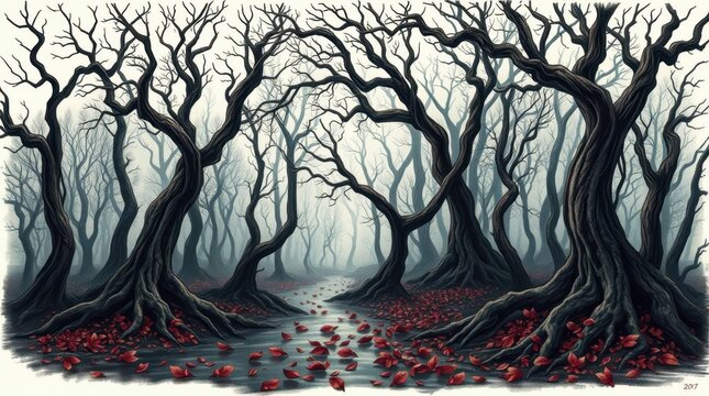 The Cursed Forest at Dusk: Sky on Fire