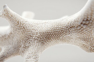 Close-up abstract of a textured, bone-white organic form against a soft, neutral background