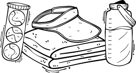 Tennis equipment, line art 