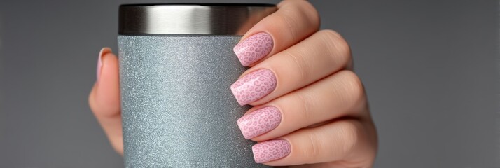 A delicate hand with pastel-patterned nails cradles a frosty tumbler, evoking Hygge and National Compliment Day warmth