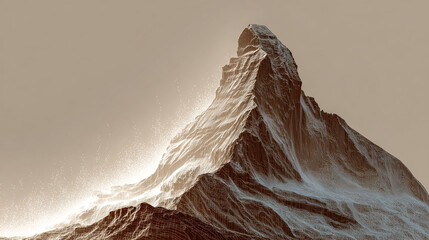 Geometric mountain rises in a stylized design. Use for backgrounds, 3D renders, technology, web design, and editorial purposes.