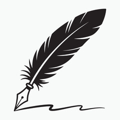 Obraz premium Stylized Quill Pen Drawing a Line, Vintage Writing Tool, Classic Literature Symbol, Black Ink Feather Illustration