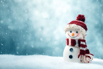 Joyful Snowman on Snowy Holiday Background