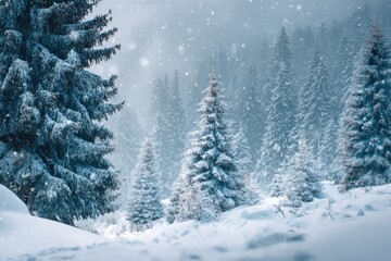 Fototapeta premium Peaceful Snowy Forest in Winter Season