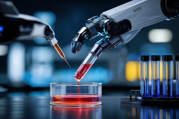 Cutting-edge robotic hands perform precise experiments in a modern laboratory focused on scientific research