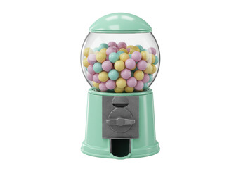 Isolated gumball machine filled with colorful bubblegum candies sweet delicious gum balls