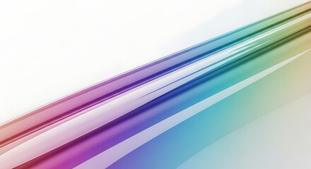 Abstract rainbow colored lines with a gradient effect on a white background