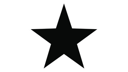A simple black five pointed star shape isolated on a white background