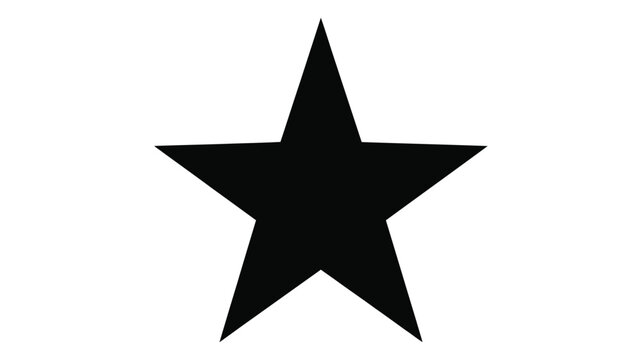 A simple black five pointed star shape isolated on a white background
