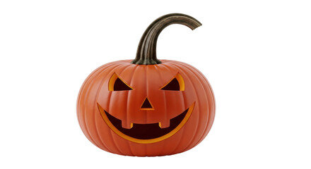 Isolated jack-o'-lantern with stem and traditional triangular eyes and grinning smile design