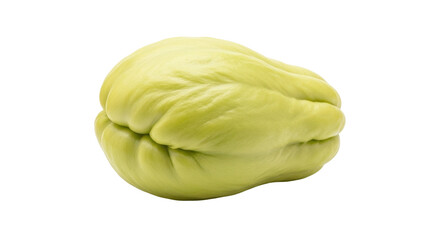 Isolated Chayote squash with pear shape, tender pale green skin, and delicate flavor