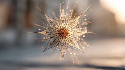 Golden Floral Design Glows. Elegant, decorative flower sparkles. Use for backgrounds, web, greetings, invitations, design templates, or marketing materials.