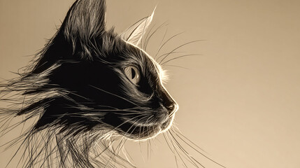 Cat looks to the right in artistic side profile. Great for design, marketing, or editorial purposes.