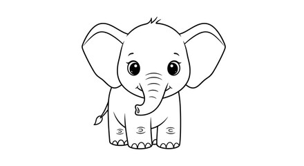 Naklejka premium A cute baby elephant ready to be colored in for fun and creativity.