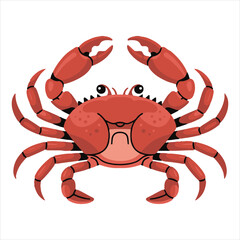 Cute Red Crab Cartoon Illustration, Happy Marine Sea Animal Character for Beach, Ocean, and Summer Designs