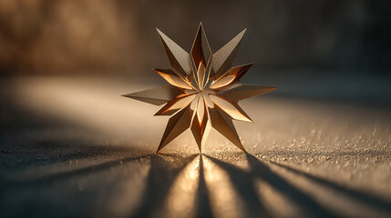 Golden Star Shines: Minimalist design features a modern star, perfect for holiday marketing, Christmas graphics, and winter promotions. Radiates elegance.