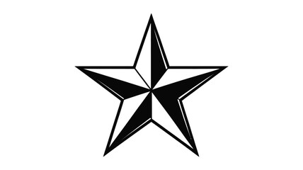 Classic nautical star tattoo design with bold black outline and white fill