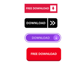 A collection of four colorful and modern download buttons for user interface design.