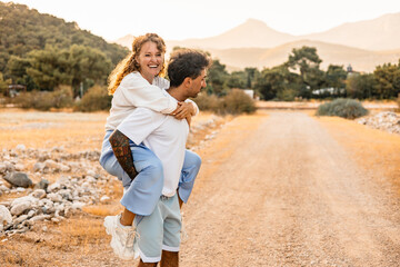 Romantic couple enjoying a scenic moment in Turkey