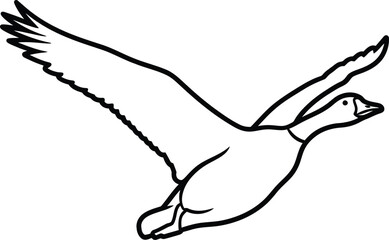 Obraz premium Flying goose illustration, black outline on a white background