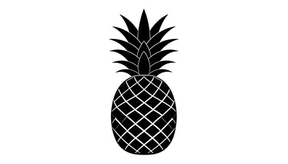 Obraz premium A simple black and white silhouette of a pineapple, featuring detailed textures on the crown and body