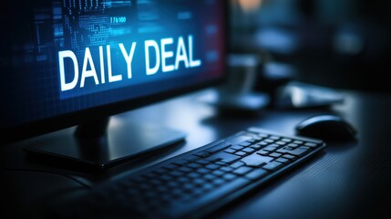 Blue Desktop Display Showing Daily Deal